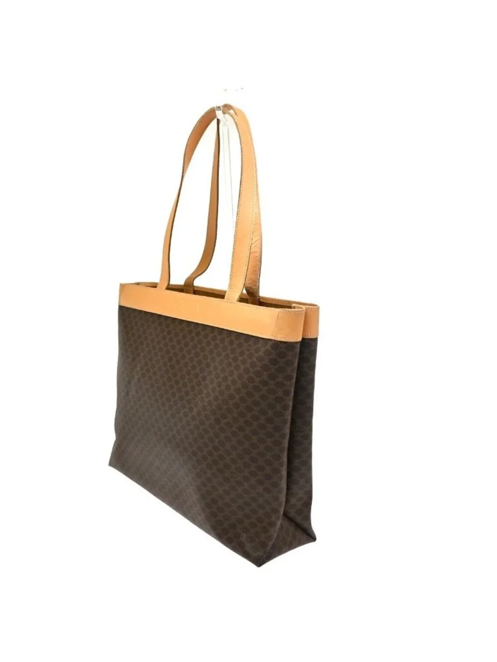 Celine Macadam Shoulder Tote Bag Brown Leather